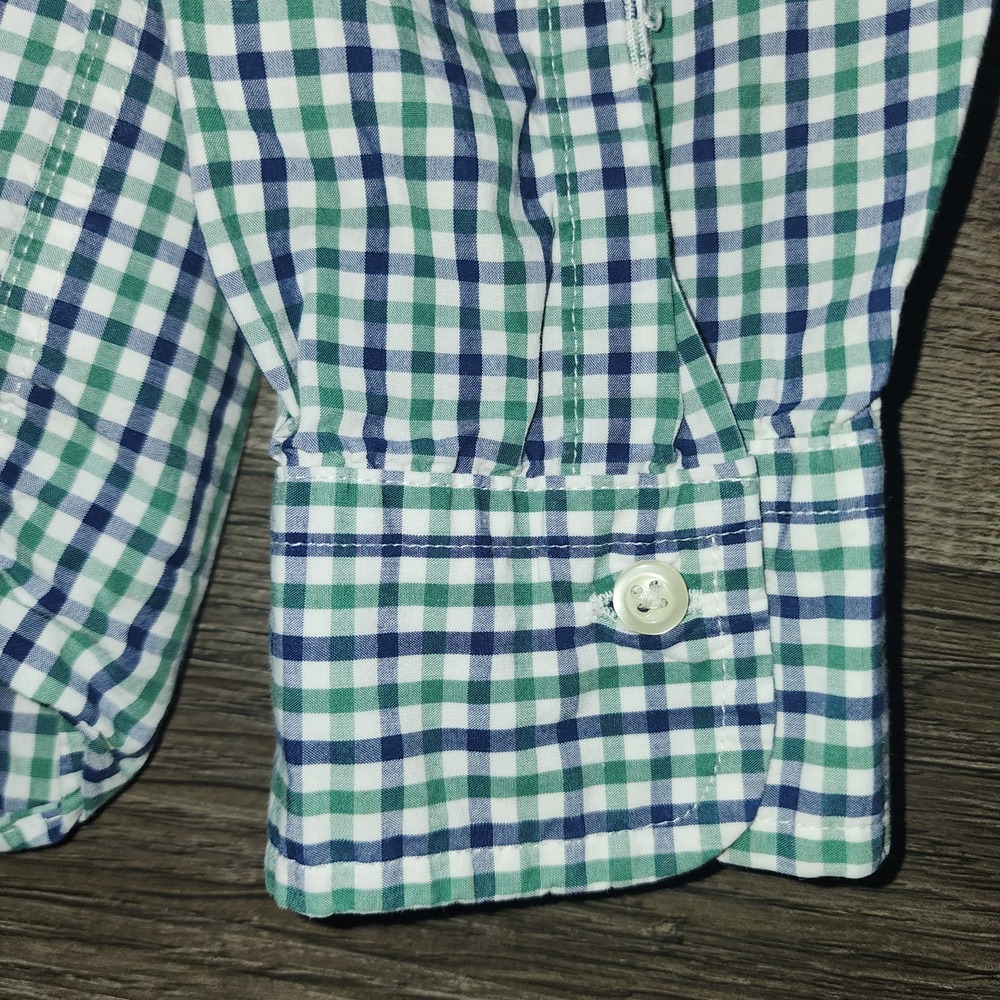 Brooks Brother's Men's Large Long Sleeve Button Down Shirt Green/Blue Plaid - Picture 4 of 8